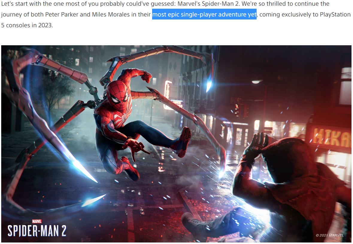 Insomniac确认《漫威蜘蛛侠2》不是合作游戏